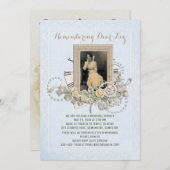 あなた自身の写真の告別式のバラの真珠を加えて下さい 招待状 (正面/裏面)