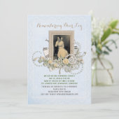 あなた自身の写真の告別式のバラの真珠を加えて下さい 招待状 (スタンド正面)