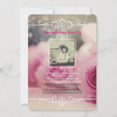 あなた自身の写真の告別式のピンクのバラを加えて下さい 招待状 (裏面)