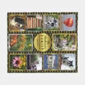 あなた自身の写真の姓の黒の金ゴールドDecoを作成して下さい フリースブランケット (正面(横))