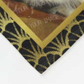 あなた自身の写真の姓の黒の金ゴールドDecoを作成して下さい フリースブランケット (角)