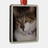 あなた自身の写真の正方形のオーナメントのテンプレートを作成して下さい メタルオーナメント (右)