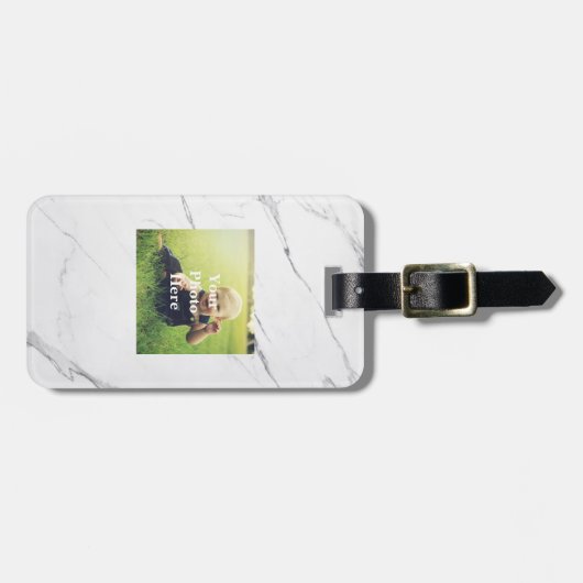 あなた自身の写真の白い大理石の荷物のラベルを作成して下さい ラゲッジタグ (正面横)