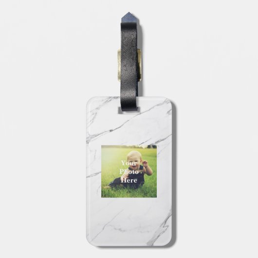 あなた自身の写真の白い大理石の荷物のラベルを作成して下さい ラゲッジタグ (裏面縦)
