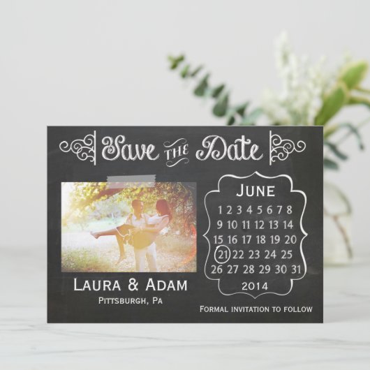 あなた自身の写真の黒板の保存を日付加えて下さい セーブザデート (スタンド正面)