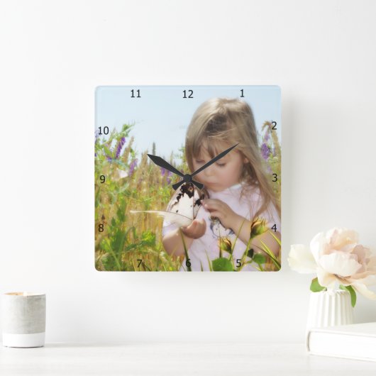 あなた自身の写真を加えて下さい スクエア壁時計 (ホーム)