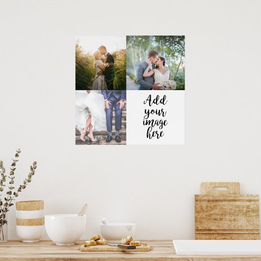 あなた自身の写真を追加 カスタマイズ可能なスタイル 4枚の画像 ポスター (キッチン)