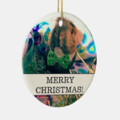 あなた自身の写真及び文字のクリスマスのオーナメント加えて下さい セラミックオーナメント (右)
