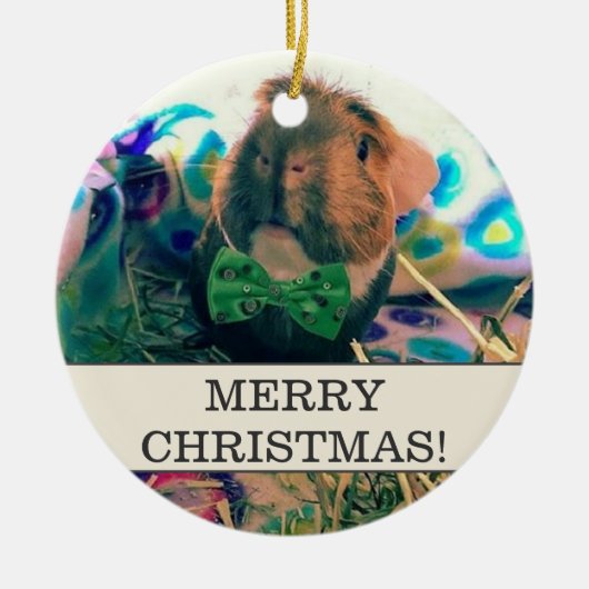 あなた自身の写真及び文字のクリスマスのオーナメント加えて下さい セラミックオーナメント (正面)