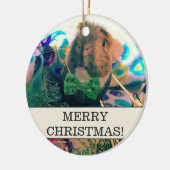 あなた自身の写真及び文字のクリスマスのオーナメント加えて下さい セラミックオーナメント (左)