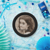 あなた自身の写真|のシンプルでモダンで黒いパーティーを作成して下さい ペーパープレート (パーティー)