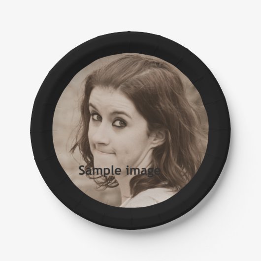あなた自身の写真|のシンプルでモダンで黒いパーティーを作成して下さい ペーパープレート (正面)