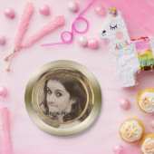 あなた自身の写真|の上品の金ゴールドの金属パーティーを作成して下さい ペーパープレート (パーティー)