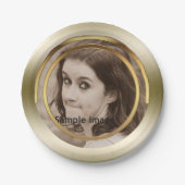 あなた自身の写真|の上品の金ゴールドの金属パーティーを作成して下さい ペーパープレート (正面)