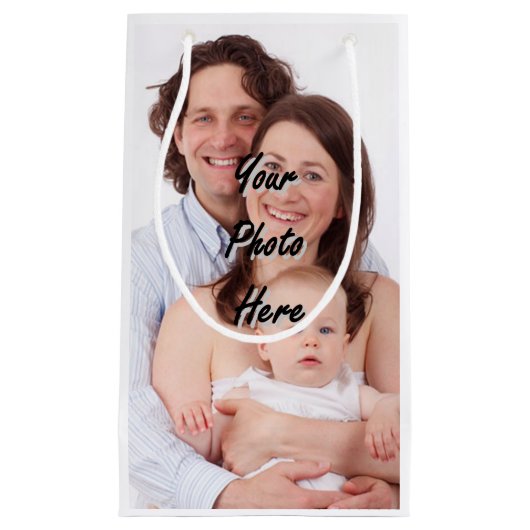 あなた自身の名前入りな写真テンプレートを作成して下さい スモールペーパーバッグ (正面)