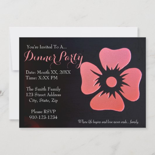 あなた自身の夕食のパーティの招待状を作成して下さい 招待状 (正面)