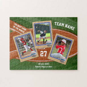 あなた自身の子供のベースボールカードのスポーツのコラージュを作成して下さい ジグソーパズル