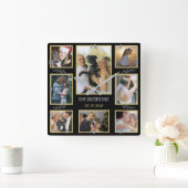 あなた自身の家族または結婚式8の写真のコラージュを作成して下さい スクエア壁時計 (ホーム)