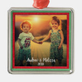 あなた自身の家族写真のクリスマスの記念品を作成して下さい メタルオーナメント (正面)
