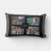 あなた自身の家族写真のコラージュの灰色のバーラップを作成して下さい ランバークッション (裏面)