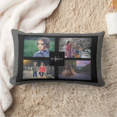 あなた自身の家族写真のコラージュの灰色のバーラップを作成して下さい ランバークッション (ブランケット)