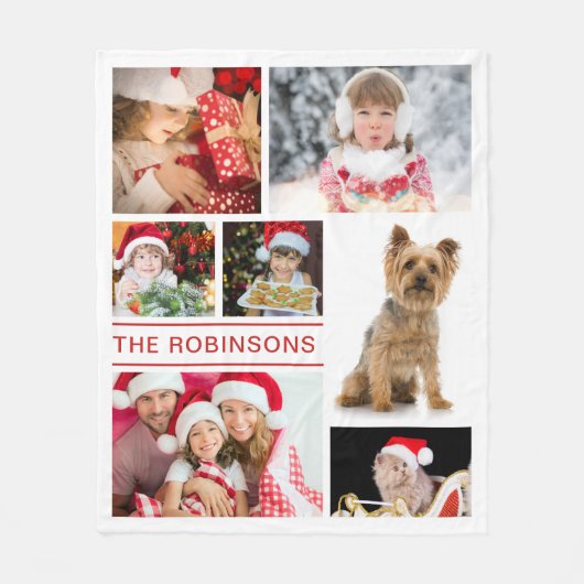 あなた自身の家族写真DYIのコラージュのテンプレートを加えて下さい フリースブランケット (正面)