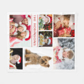 あなた自身の家族写真DYIのコラージュのテンプレートを加えて下さい フリースブランケット (正面(横))