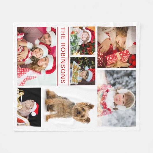 あなた自身の家族写真DYIのコラージュのテンプレートを加えて下さい フリースブランケット (正面(横))