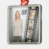 あなた自身の年長のポートレートにレトロのフィルム陰性をして下さい メタルオーナメント (左)