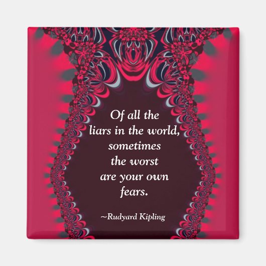 あなた自身の恐怖(引用文)赤いフラクタルレース磁石 マグネット (正面)