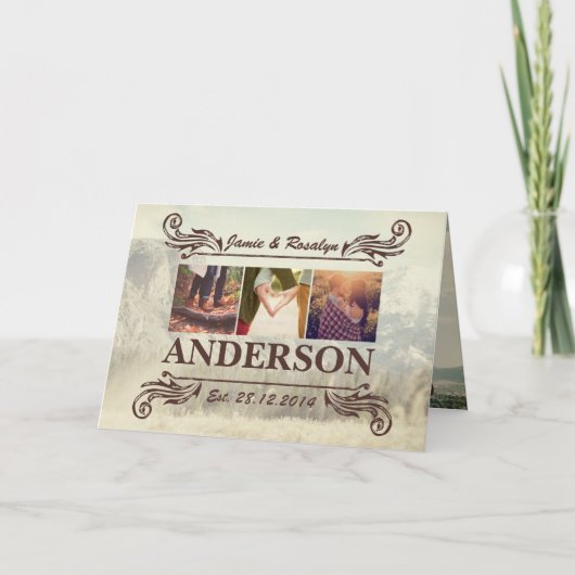 あなた自身の情報通のレトロのInstagramのカップルのコラージュを作って下さい カード (正面)