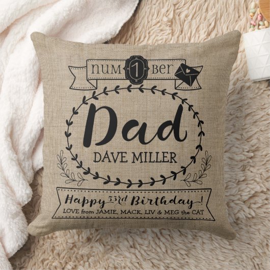 あなた自身の数に1つのパパの誕生日のかわいいモノグラムをして下さい クッション (ブランケット)