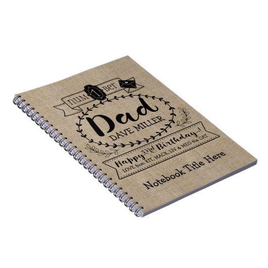 あなた自身の数に1つのパパの誕生日のかわいいモノグラムをして下さい ノートブック (右側)