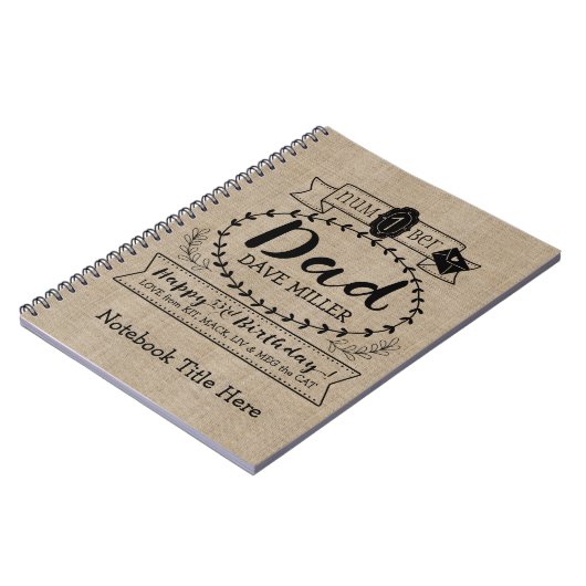 あなた自身の数に1つのパパの誕生日のかわいいモノグラムをして下さい ノートブック (左側)