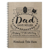 あなた自身の数に1つのパパの誕生日のかわいいモノグラムをして下さい ノートブック (正面)