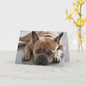 あなた自身の文字かわいいFrenchieを加えて下さい カード (黄色い花)