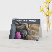 あなた自身の文字の睡眠のジャーマン・シェパードを加えて下さい カード (黄色い花)