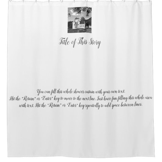 あなた自身の文字を書き、写真を加えて下さい シャワーカーテン (正面)