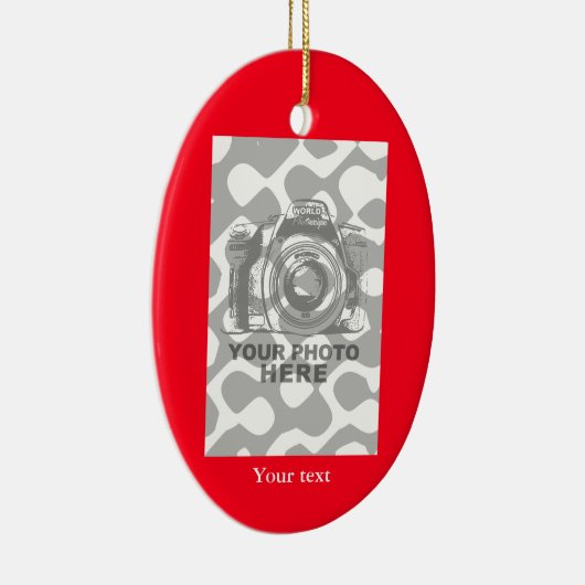 あなた自身の楕円形のオーナメントの赤い縦の写真を作成して下さい セラミックオーナメント (右)