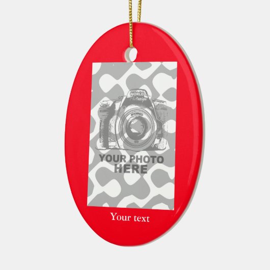 あなた自身の楕円形のオーナメントの赤い縦の写真を作成して下さい セラミックオーナメント (左)