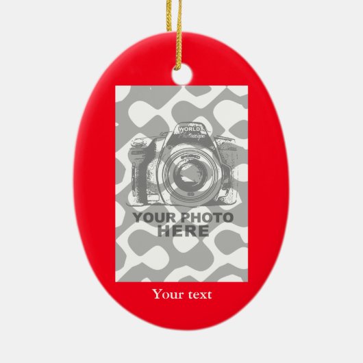 あなた自身の楕円形のオーナメントの赤い縦の写真を作成して下さい セラミックオーナメント (裏面)