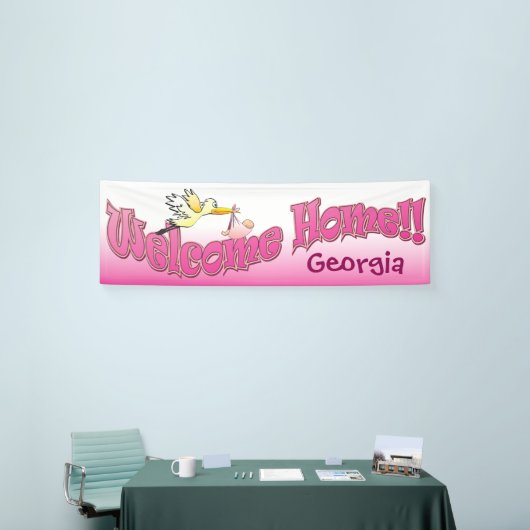 あなた自身の歓迎された家の旗のピンクを加えて下さい 横断幕 (トレードショー)