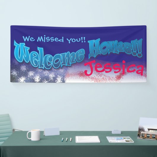 あなた自身の歓迎された家の旗の旗v3を加えて下さい 横断幕 (トレードショー)