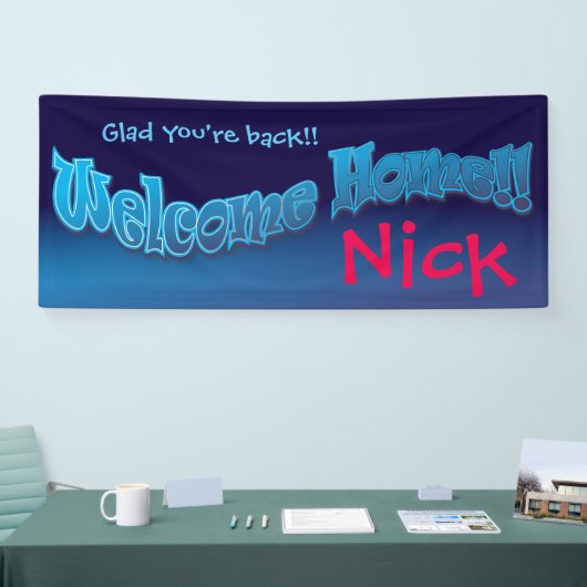 あなた自身の歓迎された家の旗の青いブレンドを加えて下さい 横断幕 (トレードショー)