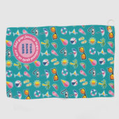 あなた自身の沿岸パターンモノグラムのティール(緑がかった色)を作成して下さい ゴルフタオル (横)