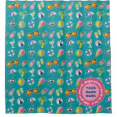 あなた自身の沿岸パターンモノグラムのティール(緑がかった色)を作成して下さい シャワーカーテン (正面)