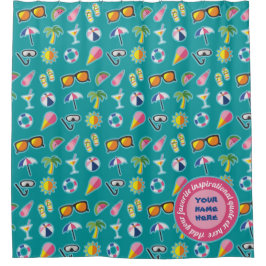 あなた自身の沿岸パターンモノグラムのティール（緑がかった色）を作成して下さい シャワーカーテン