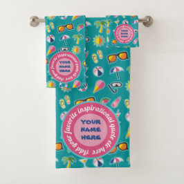 あなた自身の沿岸パターンモノグラムのティール（緑がかった色）を作成して下さい バスタオルセット