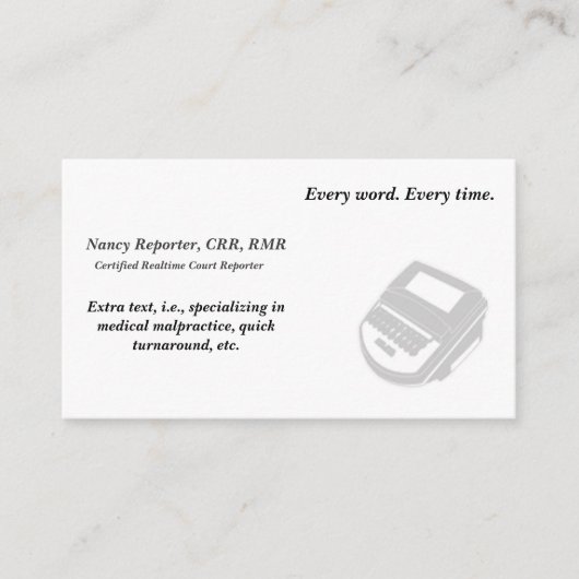 あなた自身の法廷記者の名刺を作成して下さい 名刺 (正面)