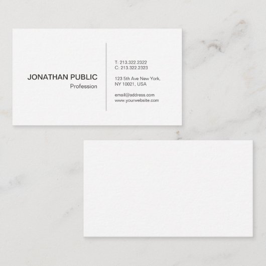 あなた自身の洗練されたシンプルな白を作成して下さい 名刺 (正面/裏面)